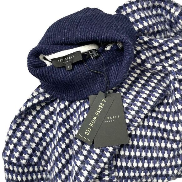 NEW Ted Baker Riber turtleneck knit sweater Size 5 US XL navy‎ blue - Picture 6 of 10